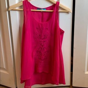 Sheer fuchsia pink tank top